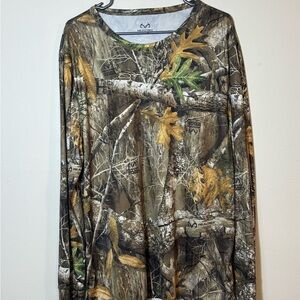 Realtree Edge Camouflage Long Sleeve T-Shirt XL Polyester Brown Green Beige